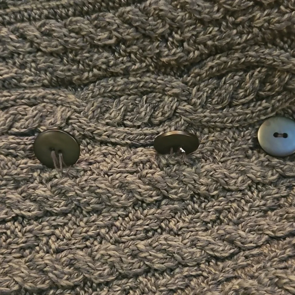 Aran Craft Cardigan | Large  Collar | Forest Green | Button Up | Pockets Size S - Picture 16 of 16